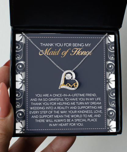 To my maid of honor, message card gift to celebrate wedding and friendship.