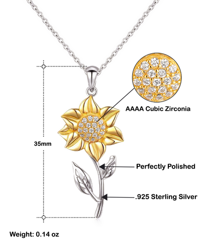 To my girlfriend´s mom, as sunflower pendant necklace for lovely present on birthday or other anniversaries