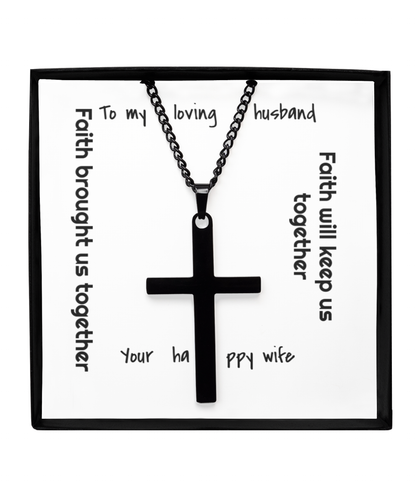 Brass cross necklace for loving husband on anniversary, birthday or other celebratory milestones