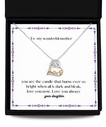 Mother´s day present of love dancing cross necklace from daughter to mother