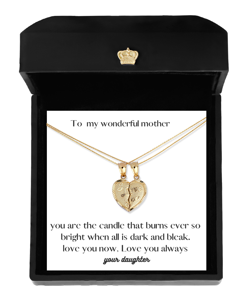 Mother daughter friendship breakable heart gold necklace that can be