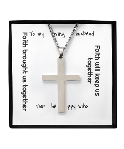 Brass cross necklace for loving husband on anniversary, birthday or other celebratory milestones