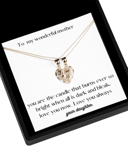 Mother daughter friendship breakable heart gold necklace that can be