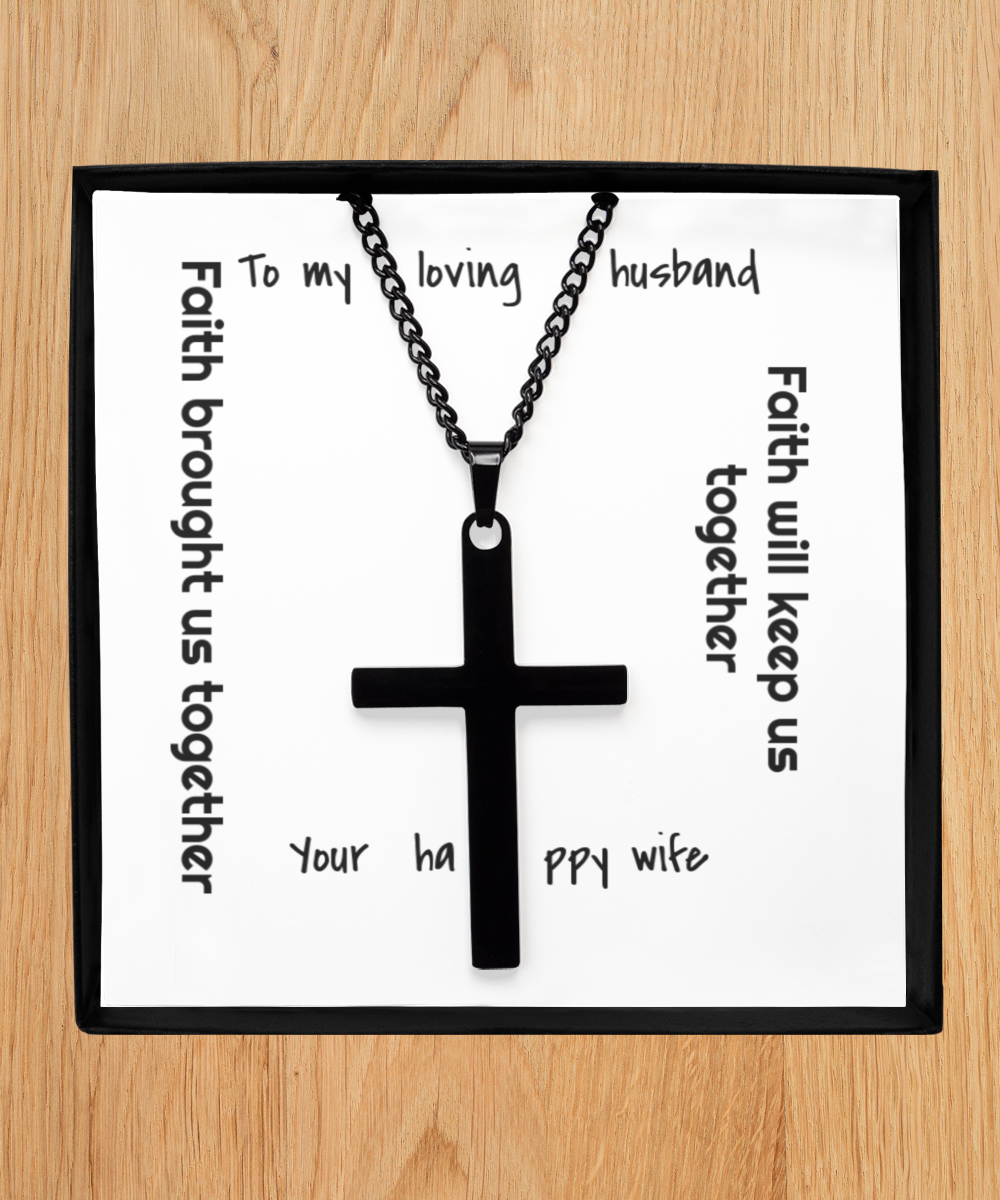 Brass cross necklace for loving husband on anniversary, birthday or other celebratory milestones